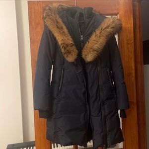 mackage navy fur down coat